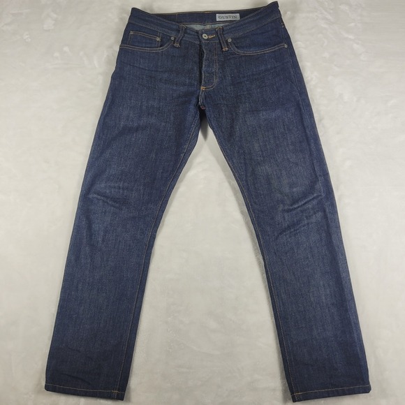 Gustin Selvedge Jeans Men's 32x28 Blue Denim Slim Fit California Raw Casual #101 - Picture 1 of 16
